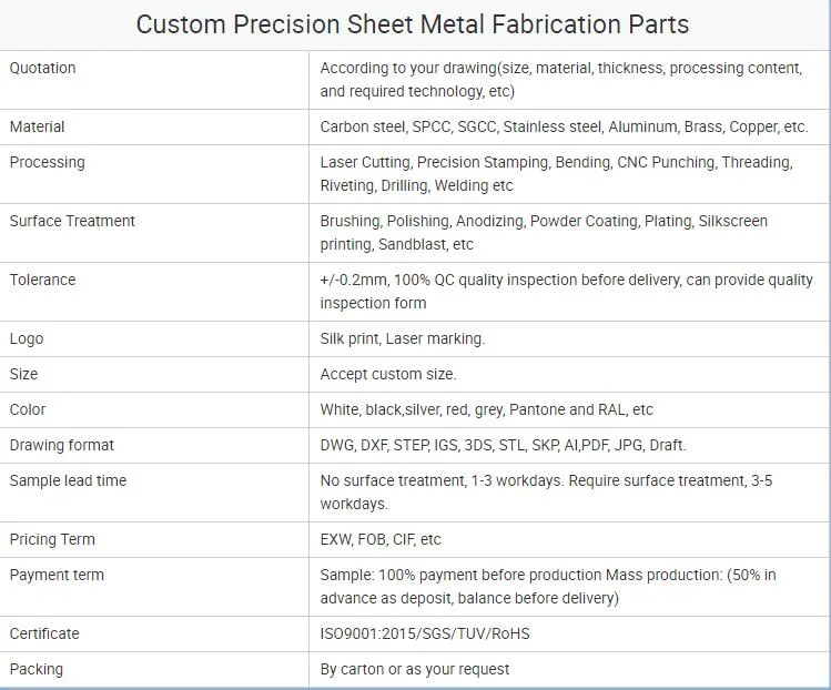 Special Welding Stamping Stainless Steel Aluminum Sheet Metal Bending Processing