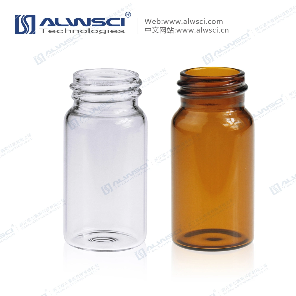 Alwsci Scintillation Storage Vials Kit 20ml Clear Glass Vial with 24-400 Black Cap Septa